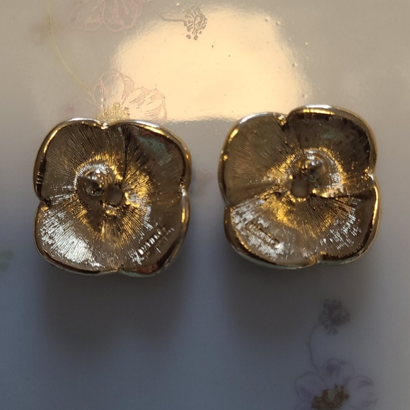 Napier vintage 80's pierced earrings enamel - Picture 7 of 8